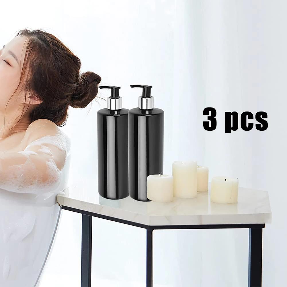 3PCS 500ml PET Empty Pump Bottles Refillable Shampoo Lotion Dispenser Bottles with Pump Dispensers Bathroom Traveling Salon