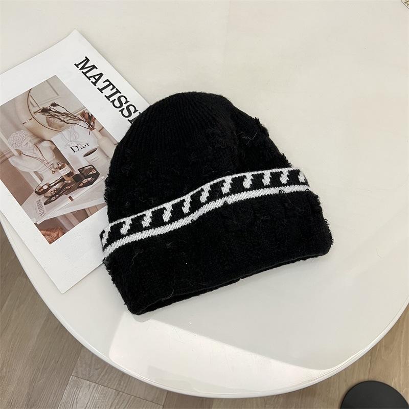 

Козырек контрастного цвета, полотенце, квадратный узор «шипы», шерстяная шляпа, осенне-зимняя теплая мода для мужчин и женщин, с загнутой макушкой, теплая шапка Average size 55- 58CM чёрный