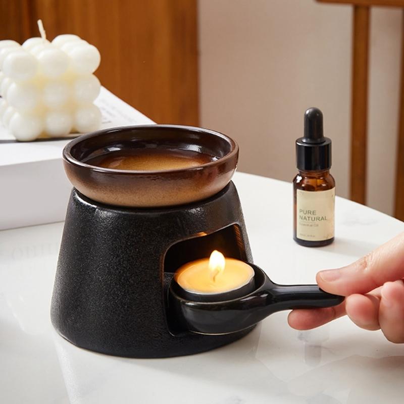 Keramik Ätherisches Öl Brenner Teelichthalter Löffel Aromatherapie Diffusor Stövchen Set für Wohnzimmer Schlafzimmer Dekorationen