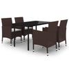 Vidaxl 5-Cz. Garden Furniture Set With Cushions, PE Rattan And Glass