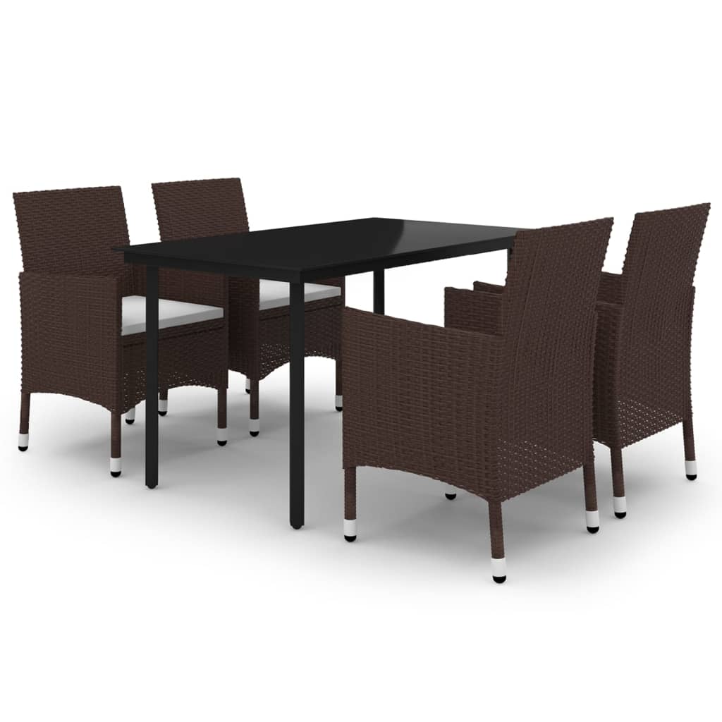 Vidaxl 5-Cz. Garden Furniture Set With Cushions, PE Rattan And Glass