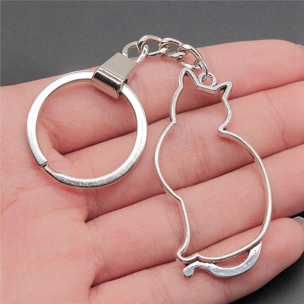 Cat Dog Rabbit Cute Pets Trio Antique Bronze Metal Keychain Best Seller Gift for Animal Lovers