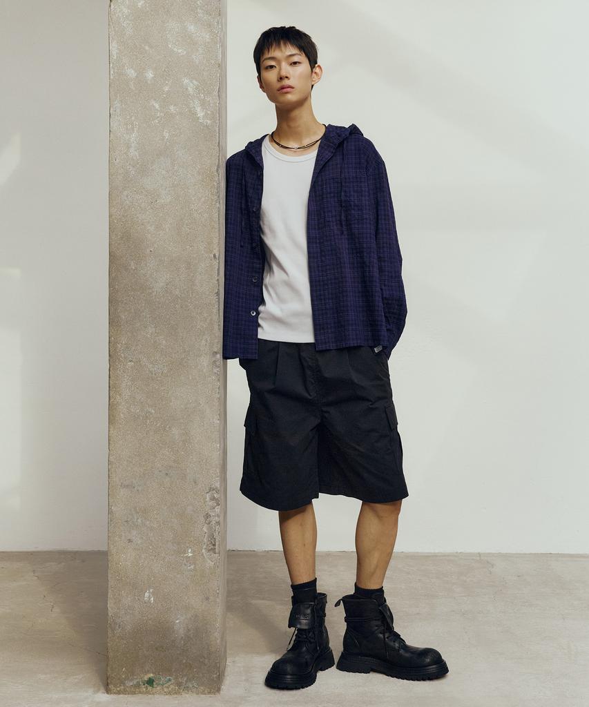 MINDBRIDGE Wide One-Pleat Cargo Half Pants - 2 Colors