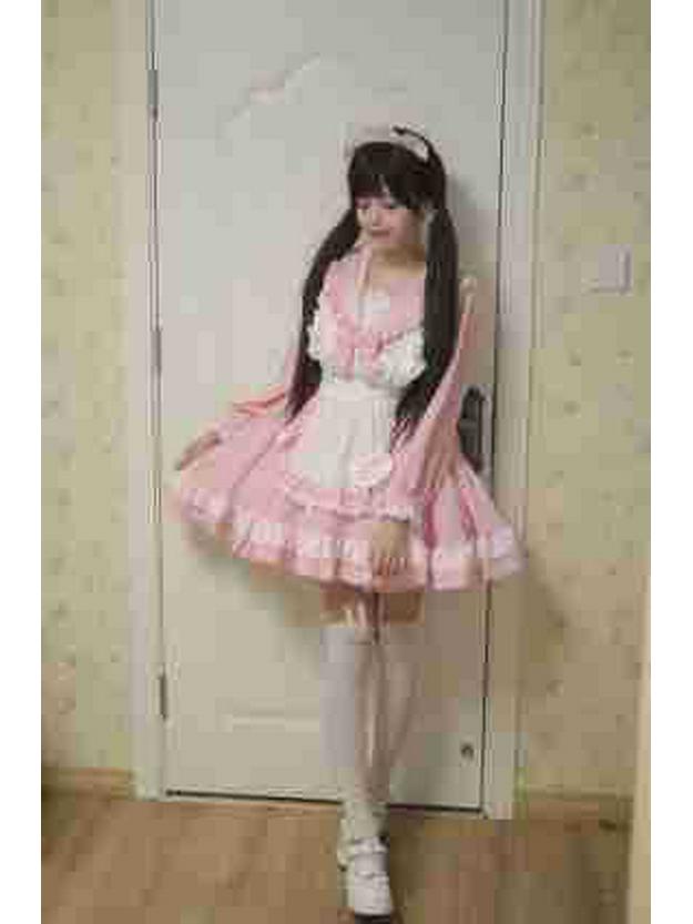 Daily Japanese Sailor Cosplay Maid Outfit: Long-Sleeved Dress with Apron