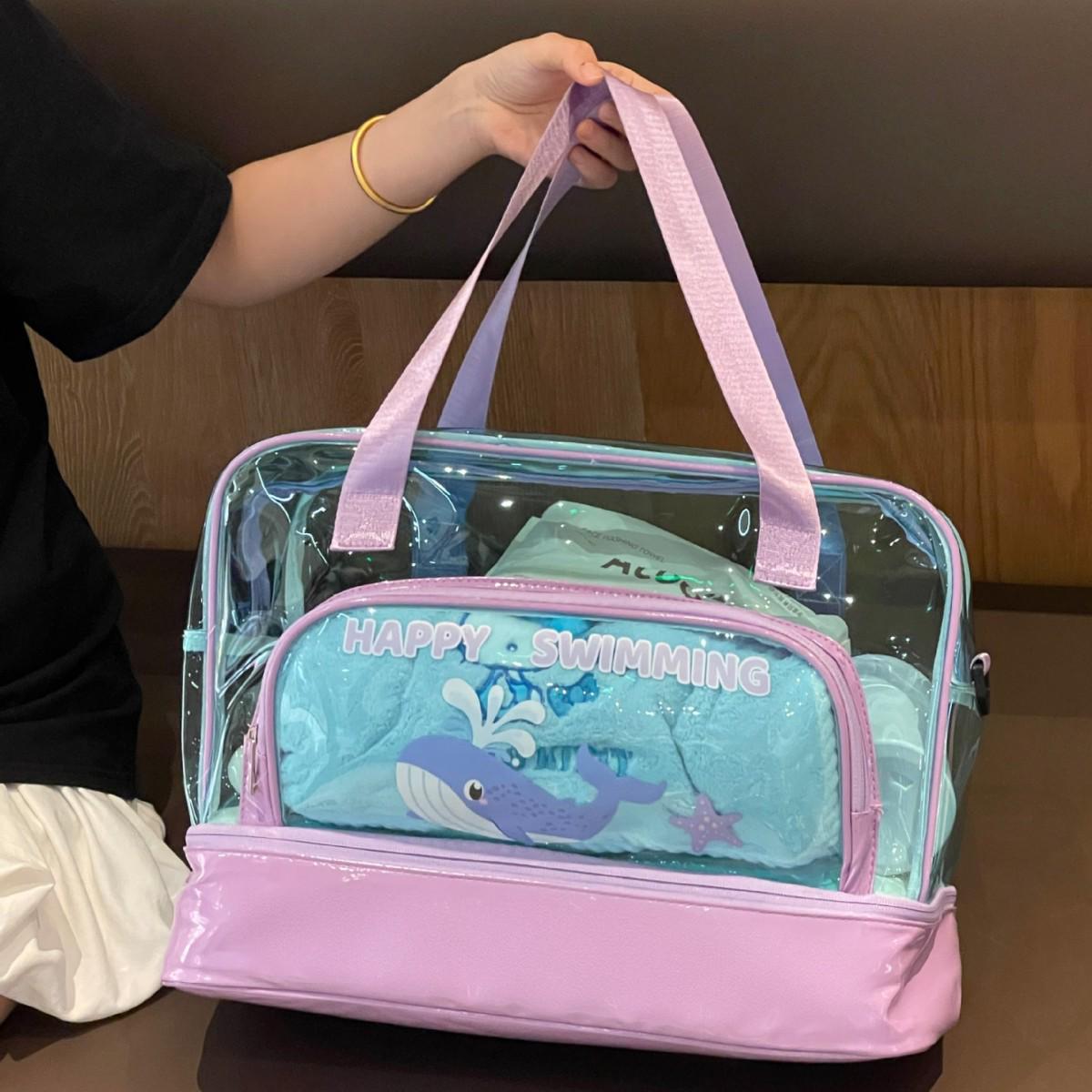 

Детская прозрачная водонепроницаемая пляжная сумка с разделением на мокрое/сухое, портативное хранение, большой дорожный органайзер для косметики