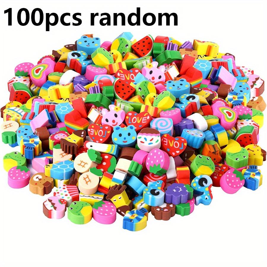 10-100pcs Cute Mini Erasers - Assorted Animal Fruit Etc Designs | Fun Classroom Prizes, Party Favors, School Supplies JXB