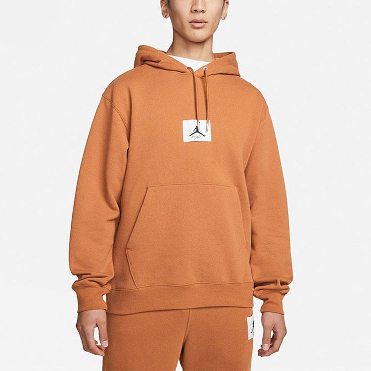 Jordan SS22 Logo Print Langarm Hoodie Herren Tops Braun Gelb DA9817-241