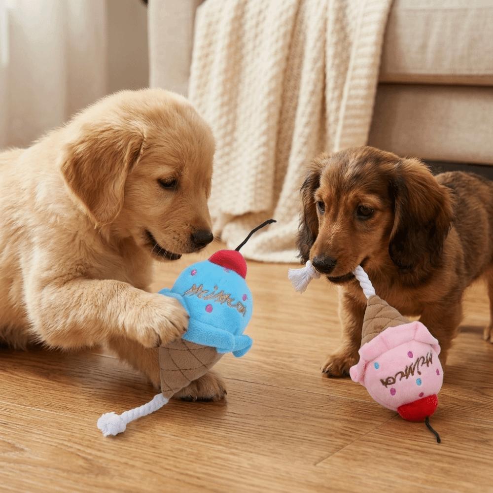 Food Shape Squeaky Pet Toy Dual Color Cat Play Toy Cute Design Ice Cream Toy For Cat