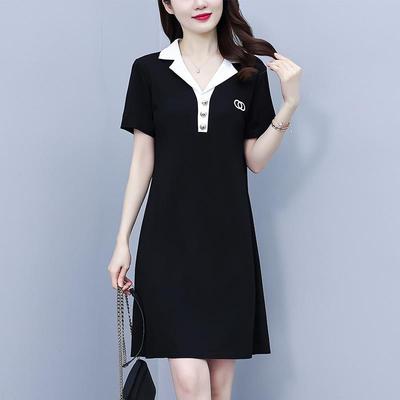 Short-sleeved Stylishable Dress for Womens Lapel Latest Summer Athletic and Everyday Big Size Sweatshirt Dress