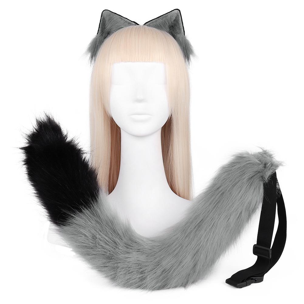 Plush Simulation Cat Ears Cat Tail Cosplay Cat Set Handmade Animal Ears Headband Tail Comic Show Accessories