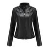 Womens PU Leather Moto Jacket Short Fit Stand Collar Casual Chic Biker Style Lightweight