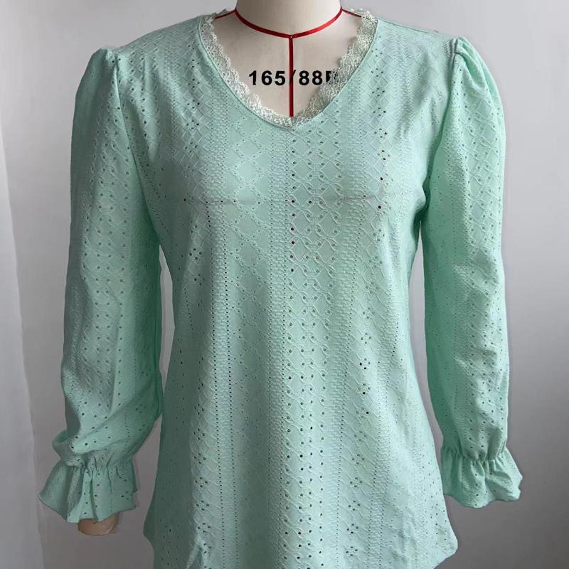 Camiseta Feminina Decote V Primavera Verão Outono Blusas Vazadas Casual Manga Pregueada Top Camisa