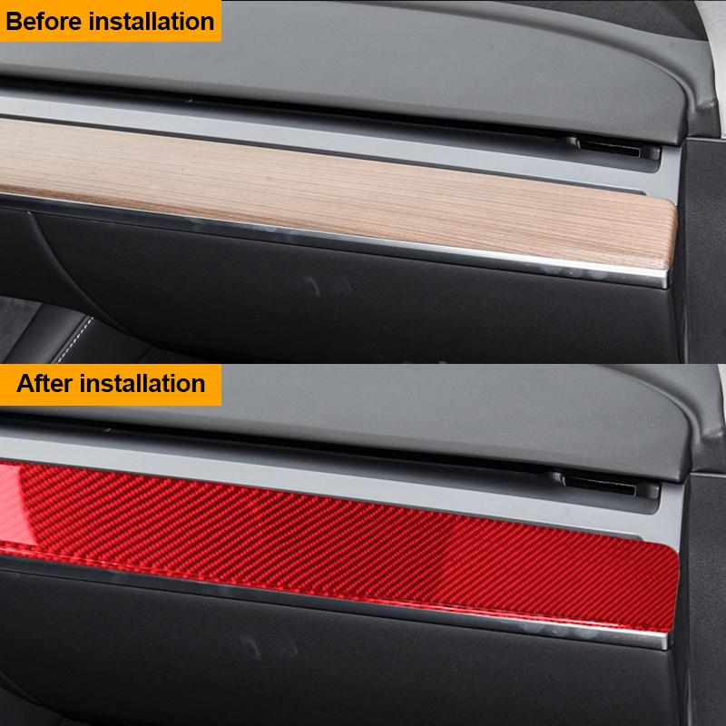 Real Carbon Fiber Car Center Console Dashboard Panel Decoration Sticker For Tesla Model Y Model 3 2017-2022 Car Accessories
