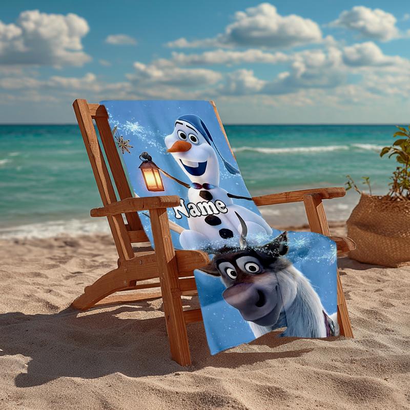 Custom Name Ultra-Soft Beach Towel with Elsa Theme,Ideal for Pool - Camping, Diving - Perfect Travel Essential, Vibrant Beach Towel.