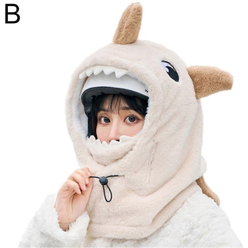 Plüschhai Warme Ohrenschützer Mützen Winter Vollgesichtsmaske Hut Kopf Nackenabdeckung