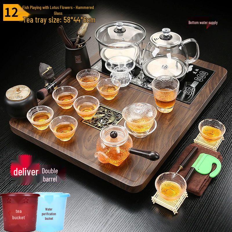 Automatic Zisha Kung Fu Tea Set with Wooden Tray