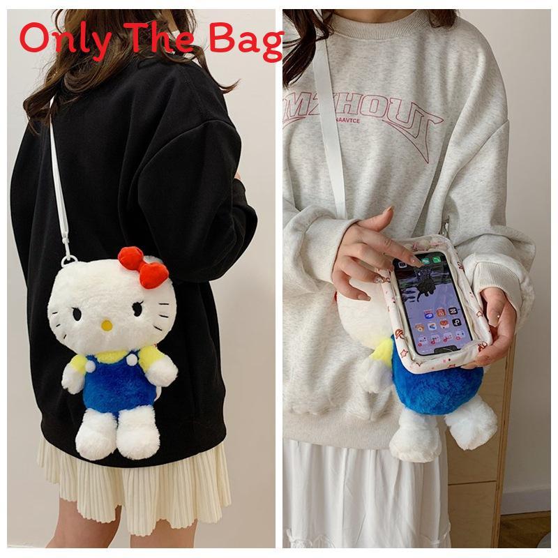 Small Cartoon Plush Dog Crossbody Bag For Women With Zipper Closure And Inner Pocket