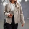 Women S Double Breasted Solid Color Casual British Style Coat