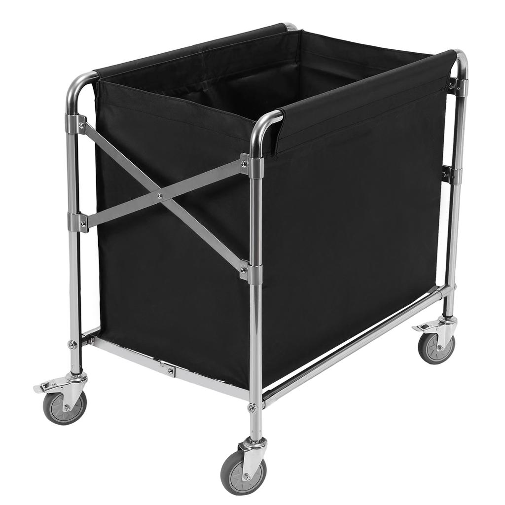 Commercial Collapsible Laundry Hamper with Wheel Folding Stainless Steel Rolling Hamper for Hotel/Nursing Home/College/Groceries