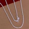 European & American Trend Cable Knit Silver Necklace & Bracelet Set - 4MM Shiny Twisted Rope Design