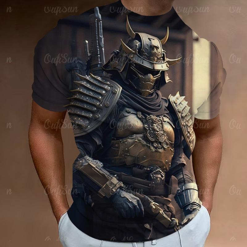

3d Mecha Warrior Print Men s T-Shirt Retro Street Man Clothing Quick Dry Oversized Tees For Men 2024 New Short Sleeve T-Shirt S