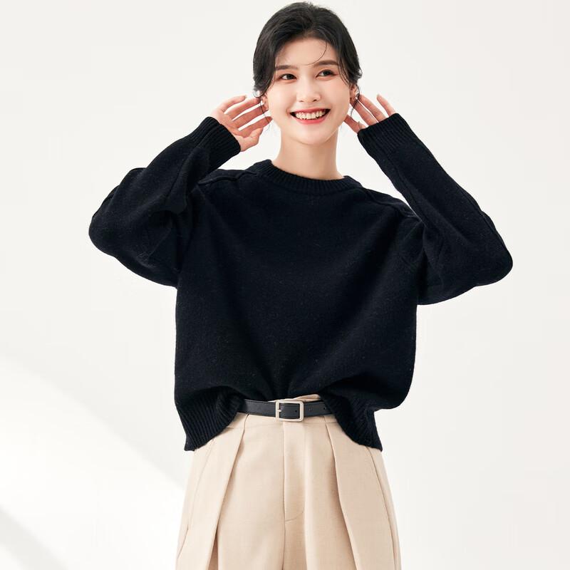 Jin Ju Women's Thick 100% Merino Wool Round Neck Sweater