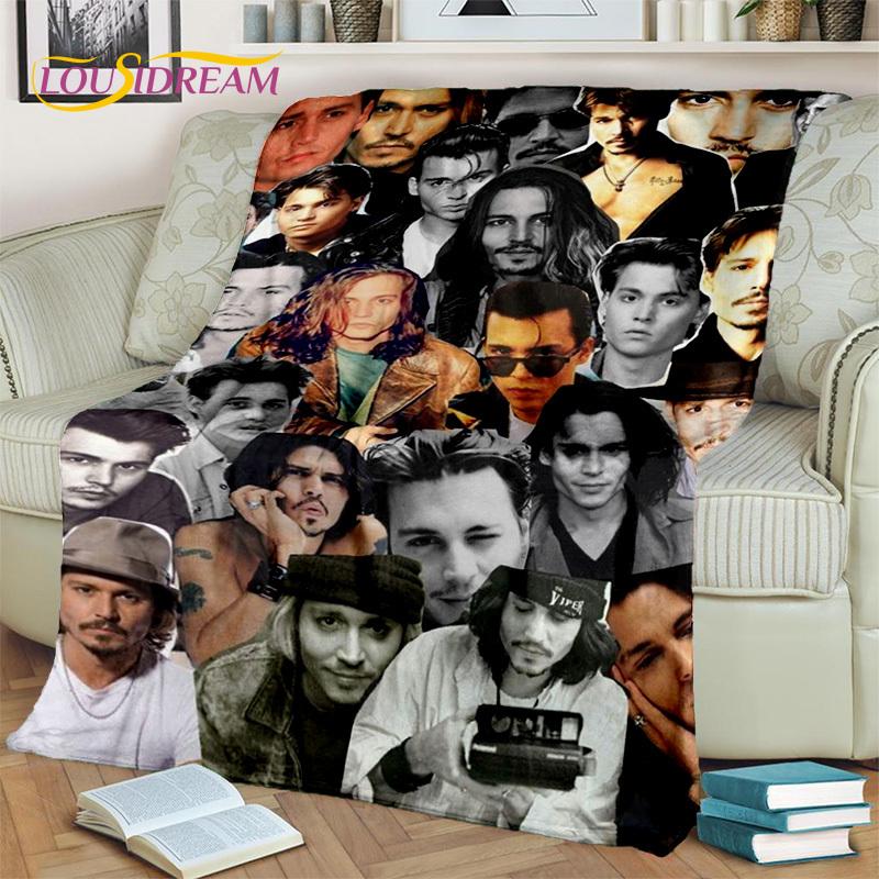 3D-Druck-Serie Johnny Depp Decke, Weiche Überwurfdecke für Zuhause Schlafzimmer Bett Sofa Picknick Reise Büro Ruheabdeckung Decke Kinder