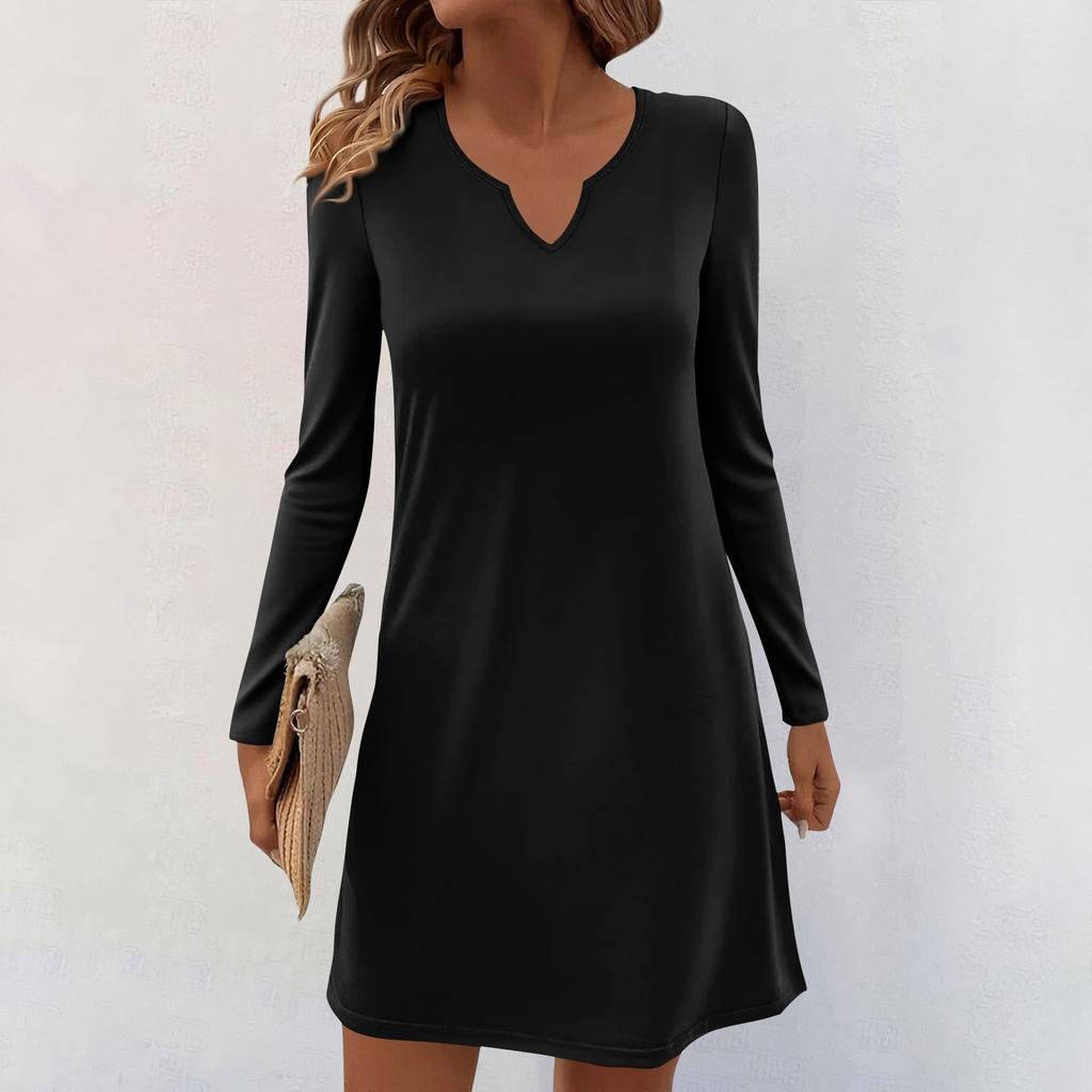 Dame Langermet Casual Midikjoler V-Hals Print Casual Kjole