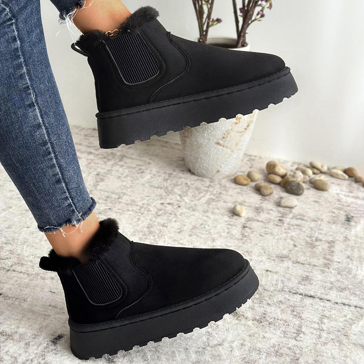 

Новые зимние женские сноубутсы, плюшевые, теплые, нескользящие, водонепроницаемые, женские балетки, кроссовки, повседневные слипоны, женские ботильоны, zapatos mujer 43 чёрный