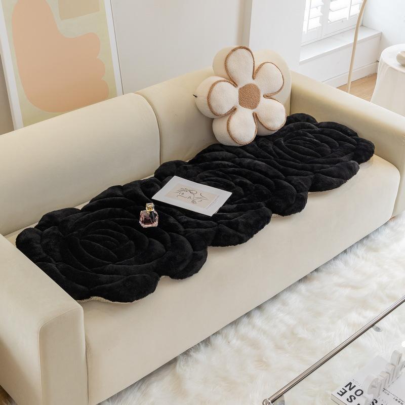 Rose Velvet Special-shaped Sofa Cushion Winter Thickened Non-slip Cushion Irregular Leather Cover Cover Plush High-end Cover Cloth