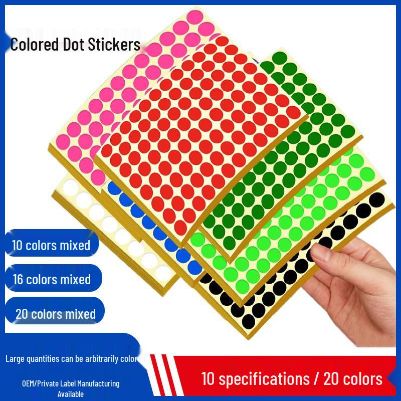 Mixed Color Round Dot Sticker Labels - Available in 10, 16, and 20 Vibrant Colors