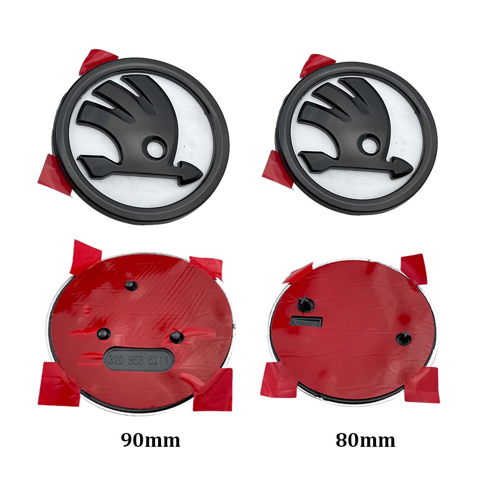 2025 New 2Pcs 80mm 90mm Emblem For Skoda Fabia 1 2 Octavia A7 RS Superb Rapid Yeti Karoq Vision Car Head Front Rear Boot Tailgat