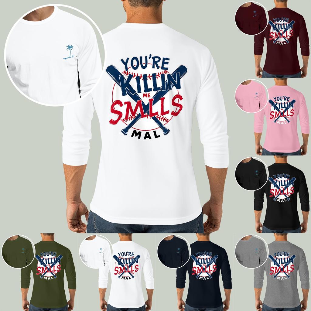 Men's Casual and Fashionable Printed Collar Three-quarter Sleeve Top T-shirt