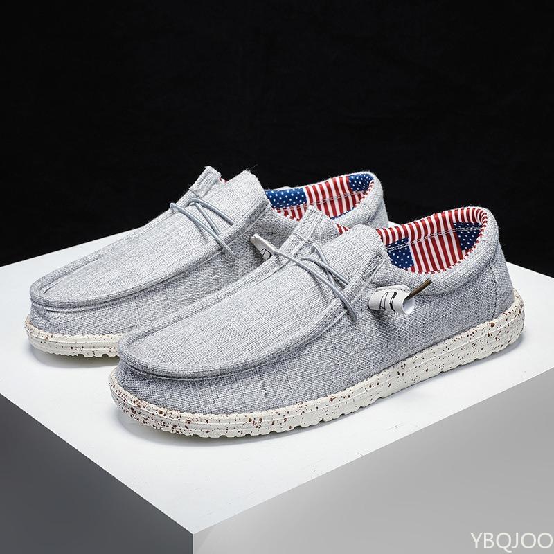 Spring summer new casual comfortable canvas shoes fashionable versatile anti slip men's flats breathable soft soled men's shoes