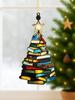 Christmas Tree Shaped Hanging Ornament, Colorful Stacked Books Design with Star Topper, Festive Gift for Book Lovers & Xmas Tree