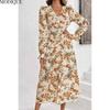 MODIQUE 2025 Summer Plus Size New Women's Sexy Casual Floral Printing Slip Sleeve Cover Long Dress Ladies A-Line Hot V-Neck Dress