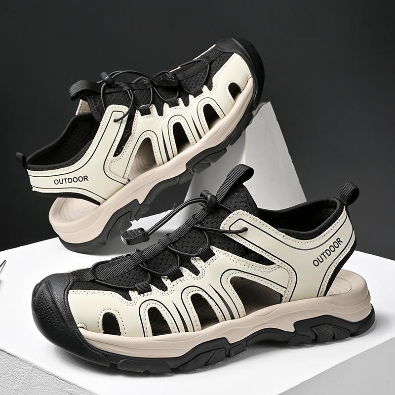 

Fashion Soft Soled Closed Toe Trail Walking Casual Sandals Men s Sport Sandals Comfortable Breathable Outdoor Lightweight Beach Sandals 38 бежевый