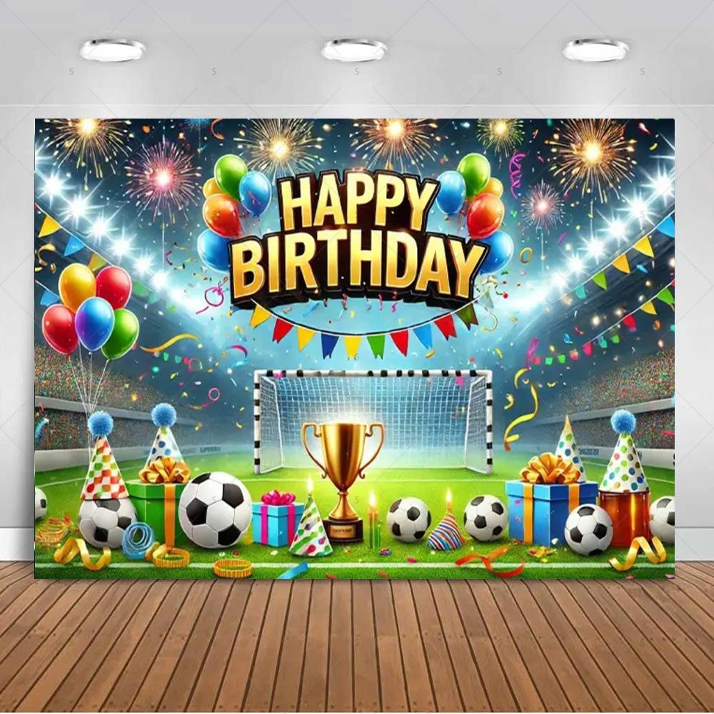Jungen Fußballfeld-Thema Geburtstagsparty Banner Hintergrund, Erwachsenen- und Kindergeburtstagsparty Dekoration Fotografie Hintergrund