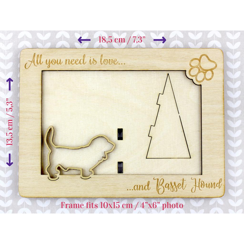 Basset Hound – Photo frame, engraved wooden frame | Art-Dog