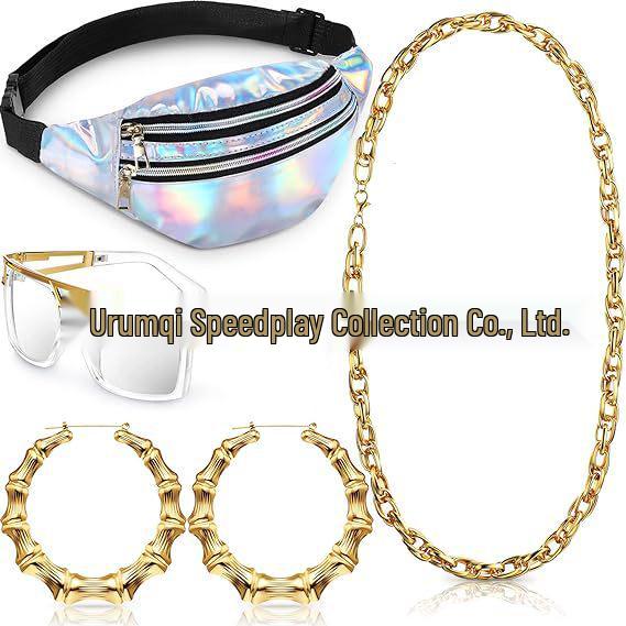 1970-tals Discofest Kostymtillbehör: Dollar Glasögon, Ring, Halsband, Tiotal Rekvisita.