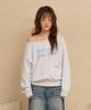 WAIKEI Mellow Dream Off-Shoulder Sweatshirt Melange White