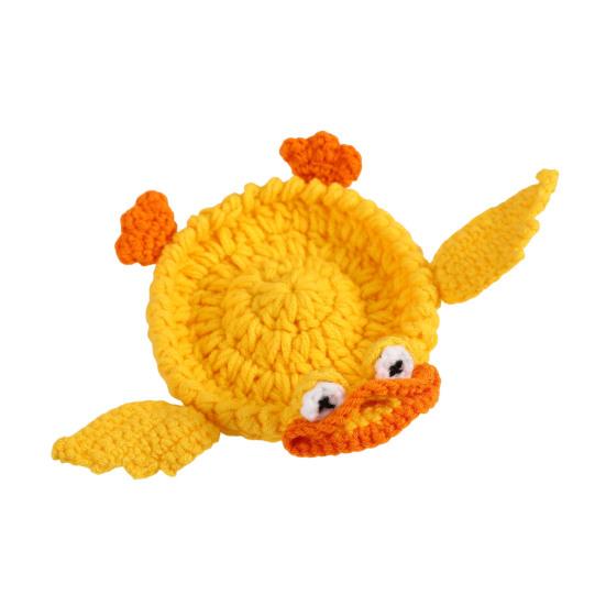 Handmade Crochet Animal Coaster Duck Coaster Decorative Heat-Resistant Knitting Mouse Drink Coffee Cup жёлтый