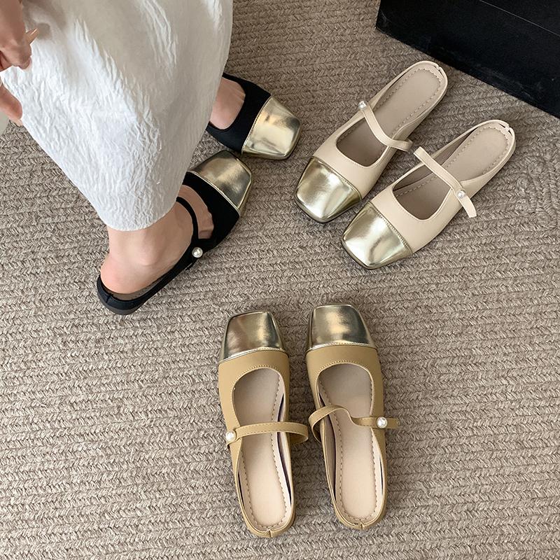 Fashion Casual Woman Shoe Slip-on Round Toe Female Footwear Summer Slip On New Retro Dress Mary Janes Flat Slipper Slides Retro Woman Sh