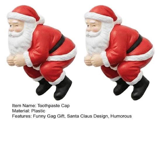 Yousheng Santa Toothpaste Topper Reusable Funny Toothpaste Dispenser 3D Santa Claus Pooping Toothpaste Cap for Christmas Bathroom Decor