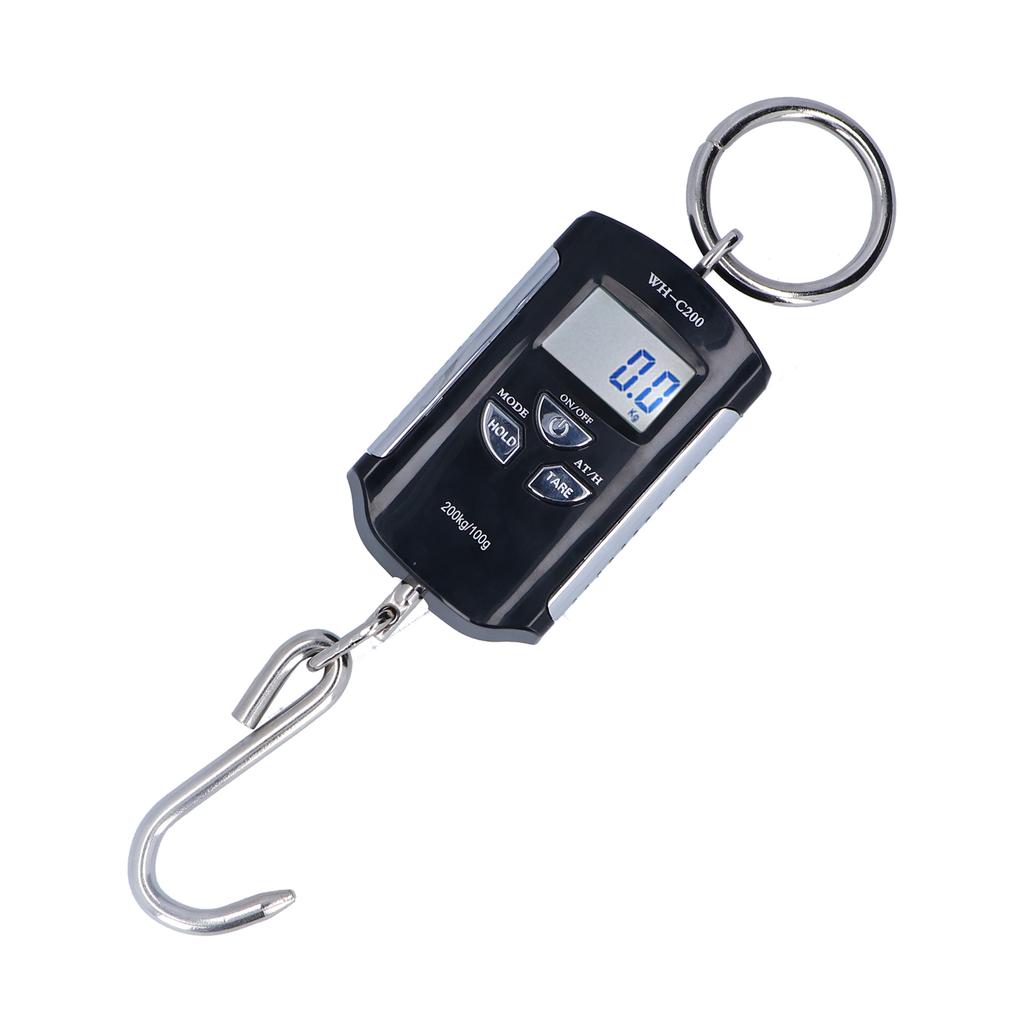 Kranwaage 200KG Schwerlast Hängende Wägehaken Laufwaage Tragbar Elektronisch HD Hintergrundbeleuchtung(Silber schwarz )