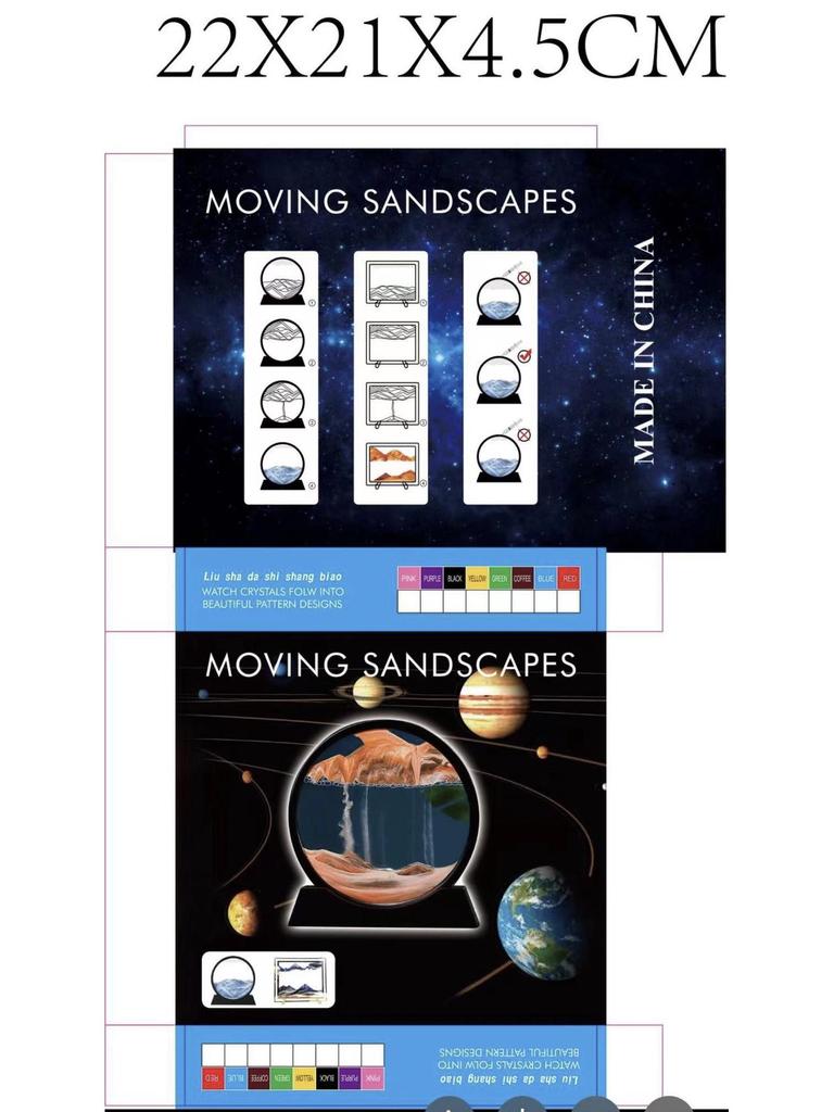 Ornament 3D Ruchomy Piasek Lustrzane Krawędzie Kwadratowy Obraz do Salonu - Szklana Dekoracja Rękodzieła Zestaw na Prezent