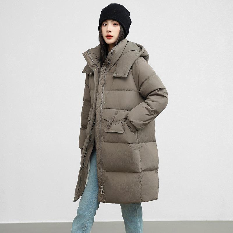 Winter down jacket women's white duck down thickened warm winter temperament loose coat