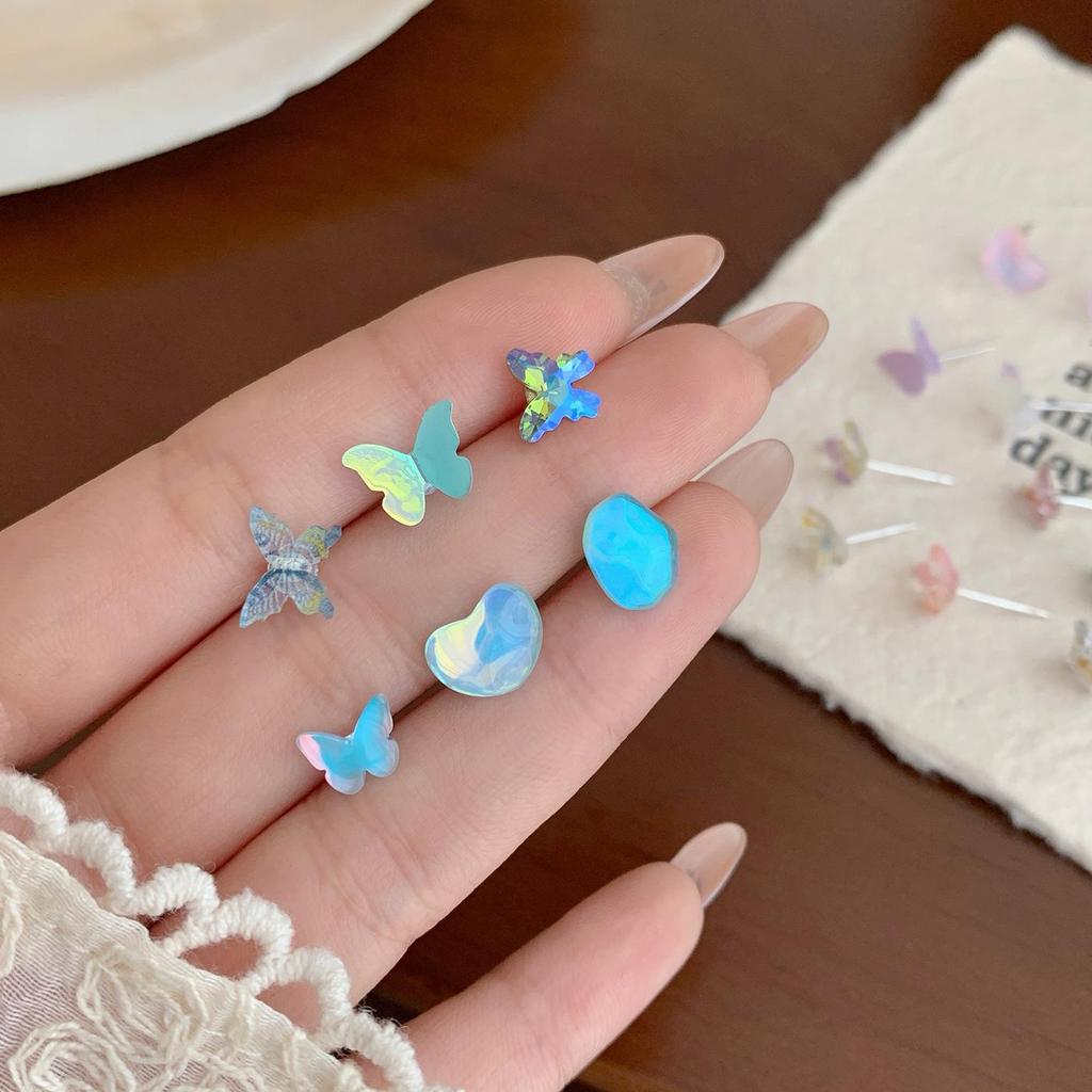 Spring Collection: Fresh Gradient Butterfly Earrings Set with Silver Needles