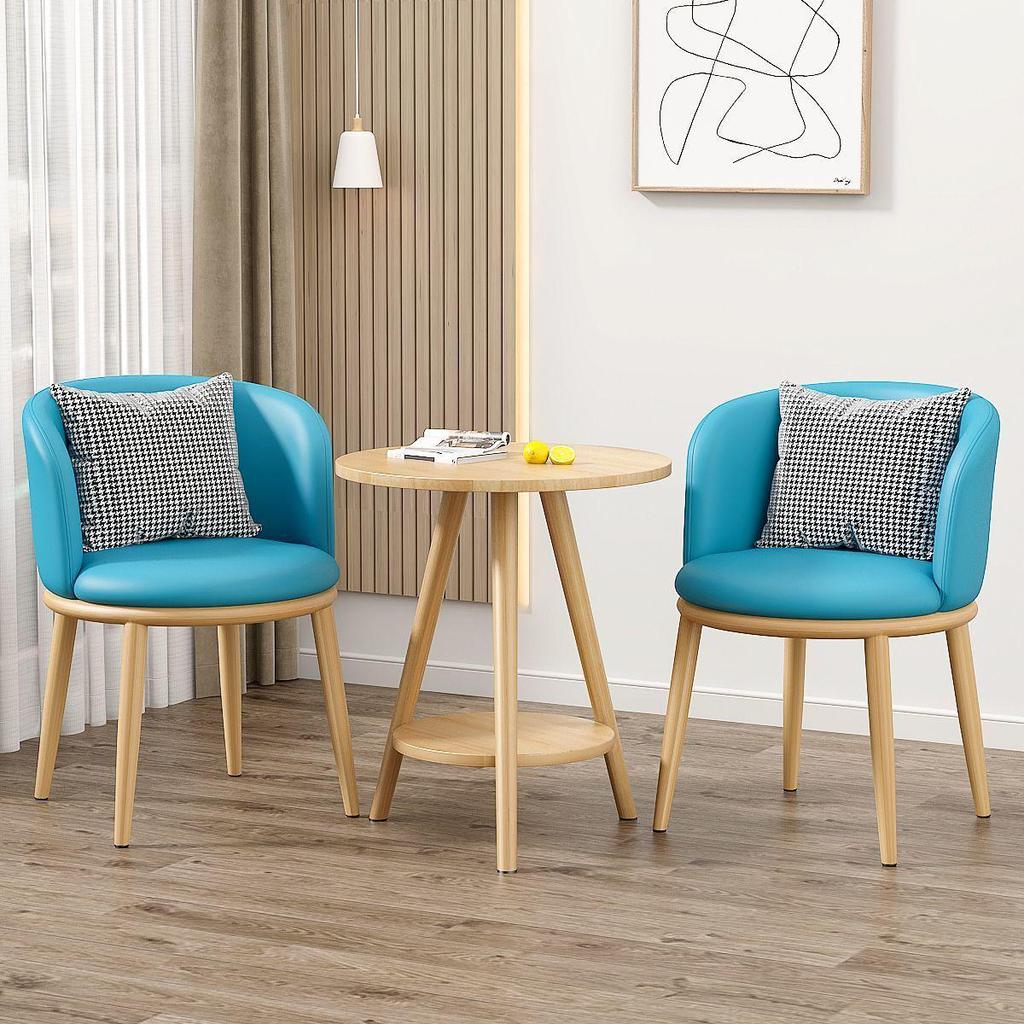 Light Luxury Balcony Tea Table & Chairs Set: Modern 3-Piece for Hotel or Bedroom - Includes One Table & Two Chairs
