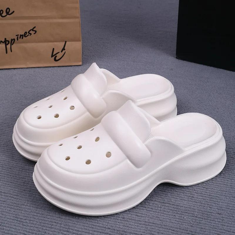 Fashion White Eva Platform Clogs Women Thick Sole Closed Toe Slippers Woman Summer Beach Sandals Non Slip Garden Slides Shoes for Ladies